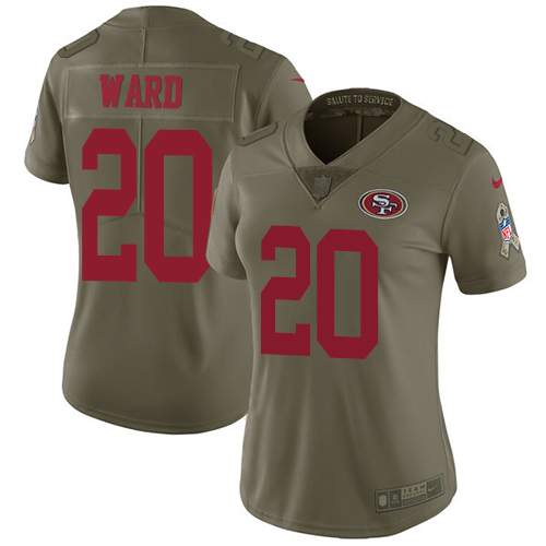Nike 49ers #20 Jimmie Ward Olive Women's Stitched NFL Limited Salute to Service Jersey
